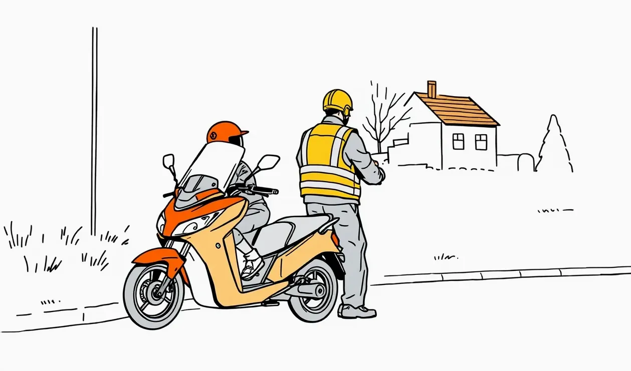 Seniorská trojkolka zaparkovaná na dvore rodinného domu