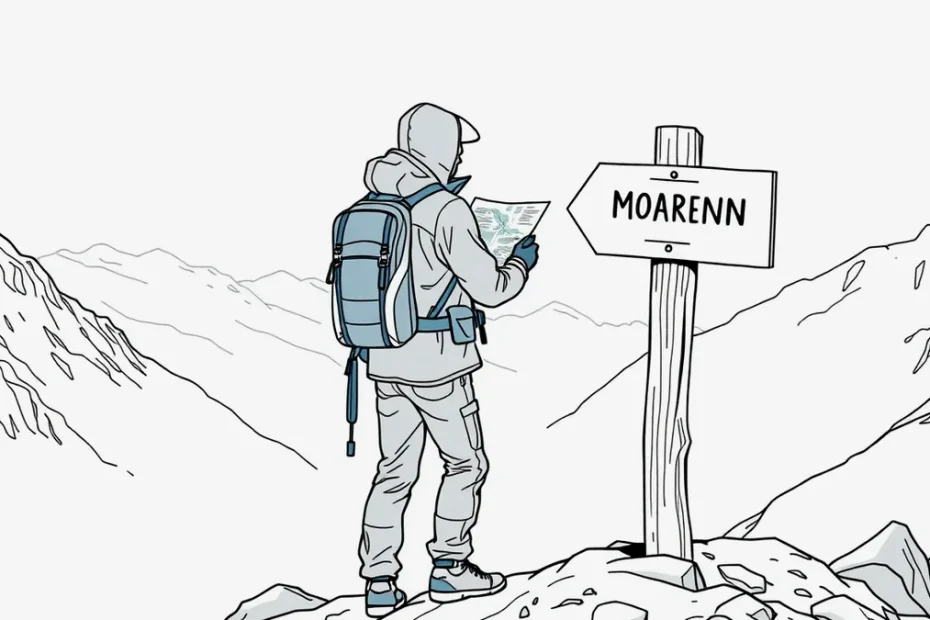 Pripravená turistická výstroj s mapou a dokladmi pred cestou do hôr
