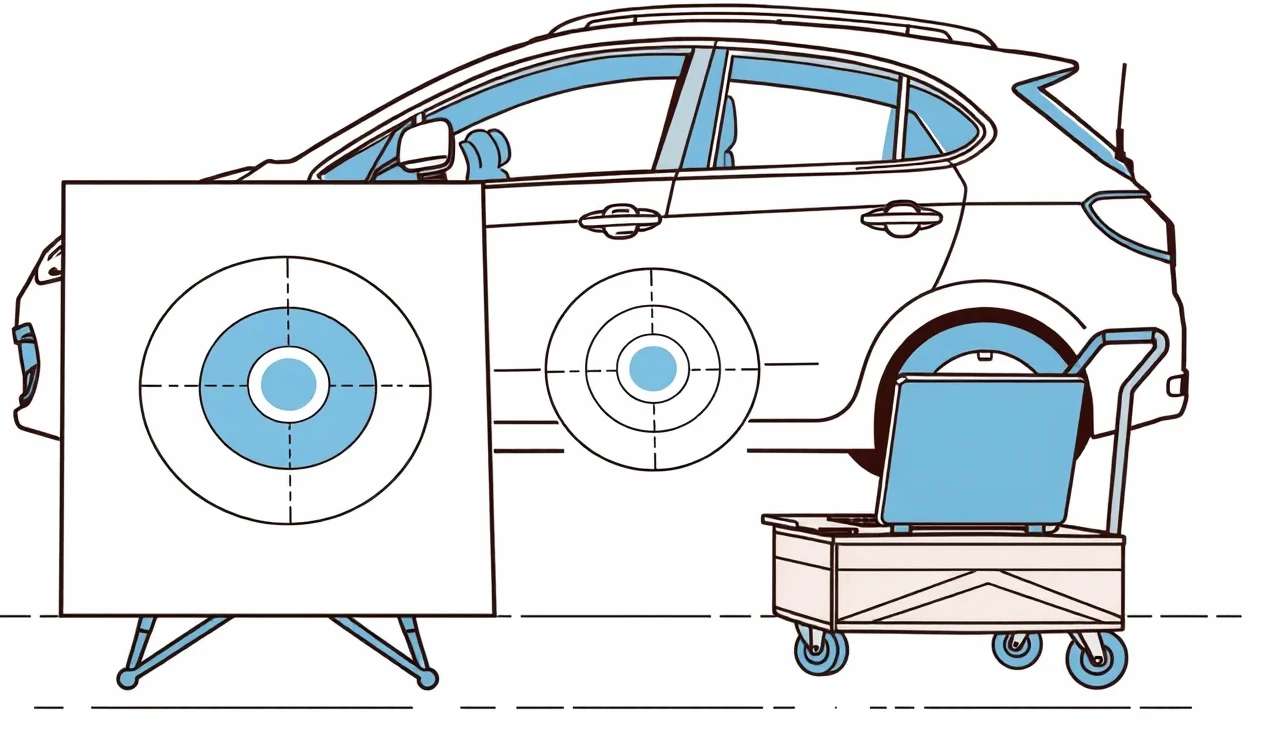 Automechanik v servise pripravuje výmenu a kalibráciu nového čelného skla