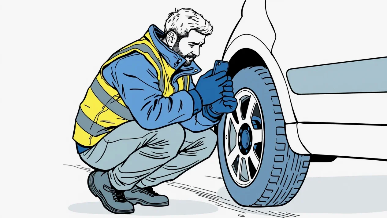 Osobné auto po šmyku na zľadovatenej vozovke vedľa cesty