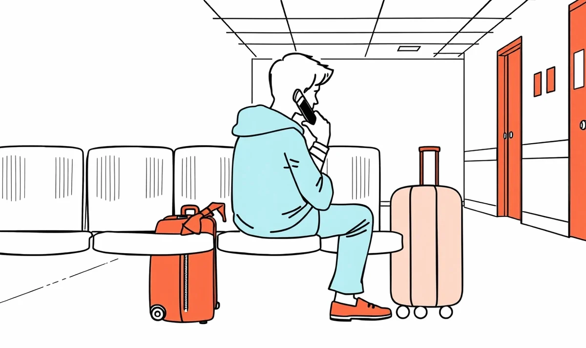 Lekár v ambulancii vypisuje pacientovi potvrdenie o stabilizovanom zdravotnom stave pred odletom