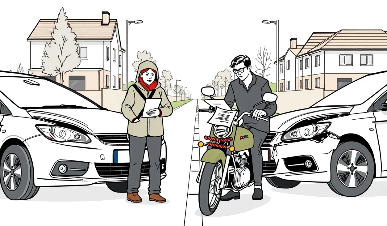 Pracovník autoservisu kontrolujúci poškodené časti motorového vozidla pri obhliadke