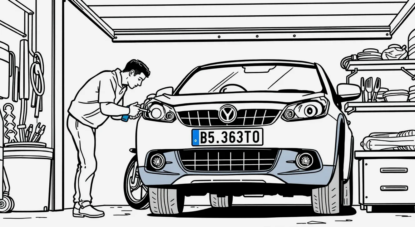 Nový automobil na parkovisku pripravený na prihlásenie do evidencie vozidiel