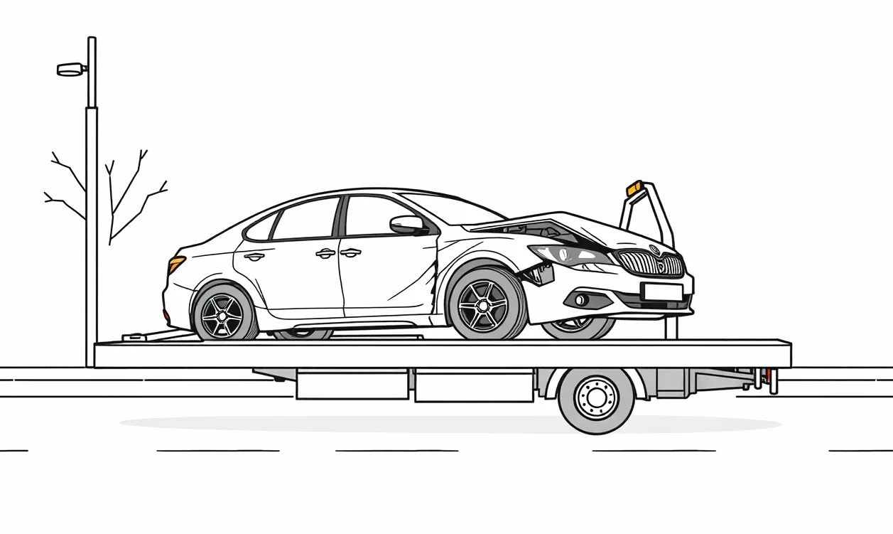Zdemolované auto po vážnej dopravnej nehode s totálnou škodou na karosérii