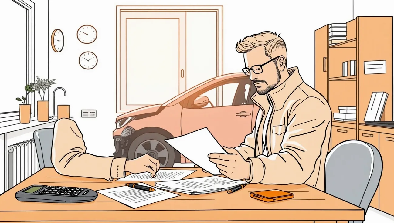 Mechanik v autoservise kontroluje poškodenú nápravu vozidla po dopravnej nehode