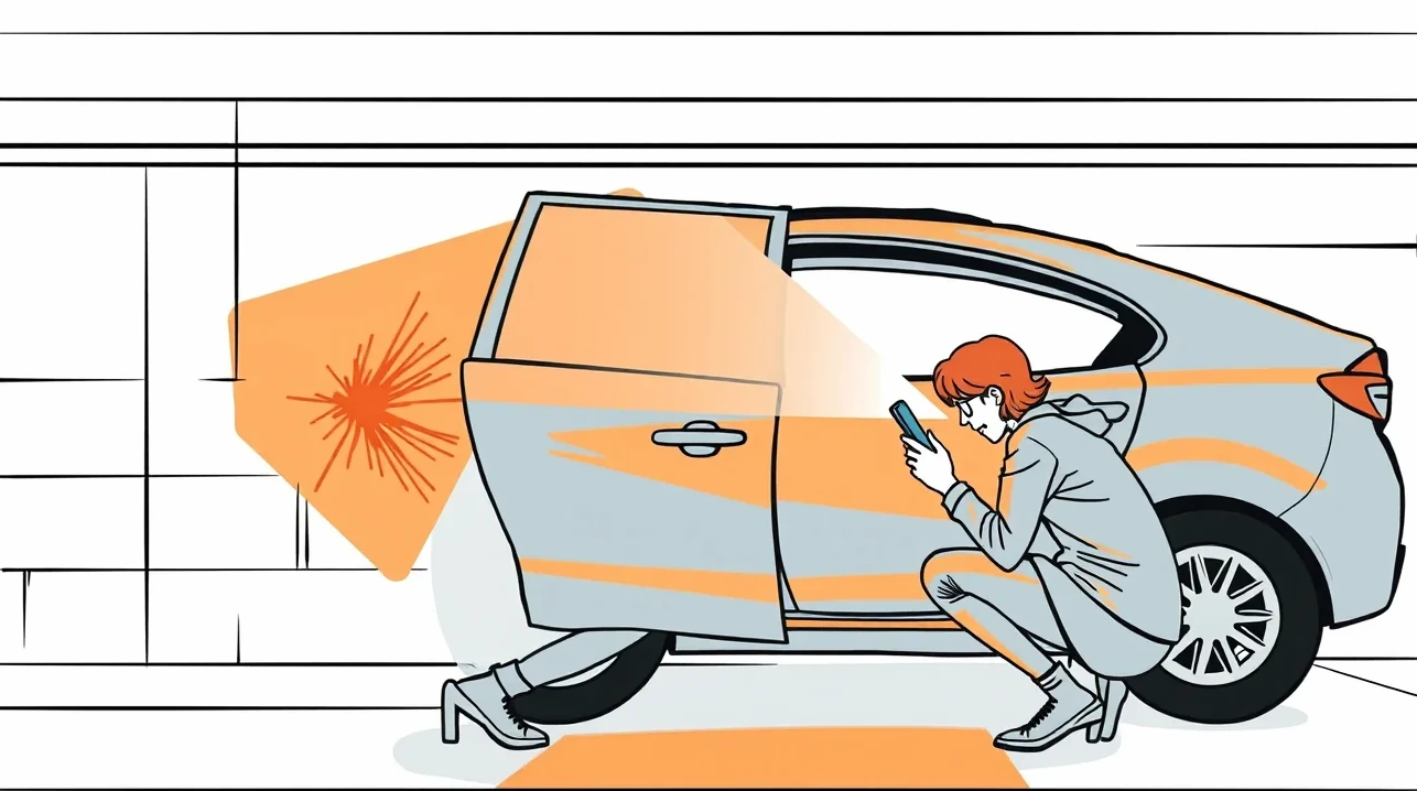 Zaparkované osobné automobily na sídliskovom parkovisku počas búrky