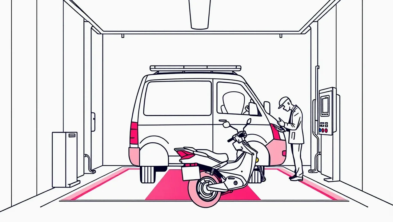 Rad nákladných vozidiel Iveco zaparkovaných vo firemnom areáli