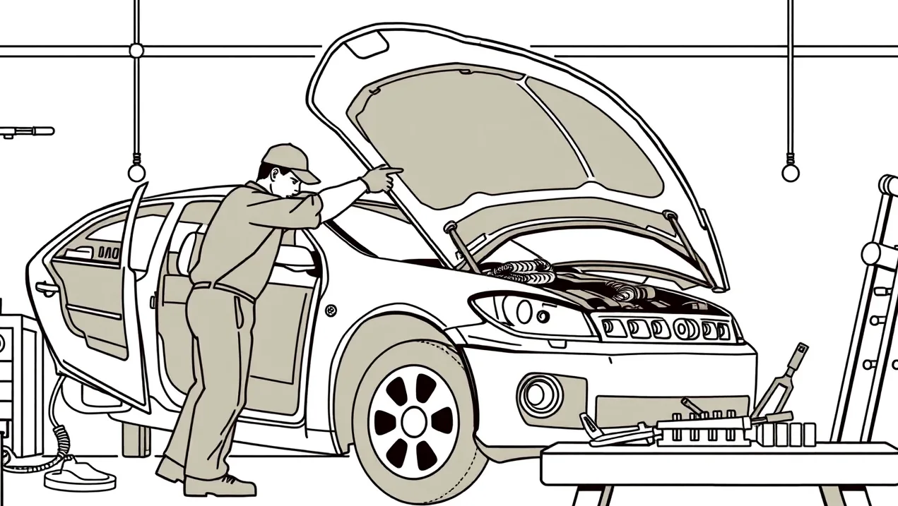 Detail prasknutého čelného skla moderného automobilu s kamerovým modulom