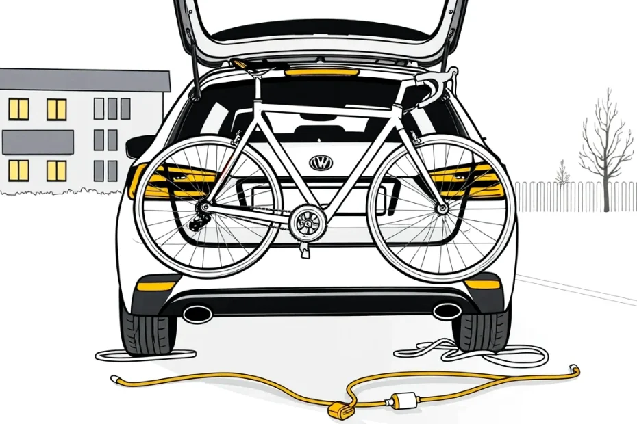 Detailné upevnenie nosiča bicyklov na ťažné zariadenie osobného auta
