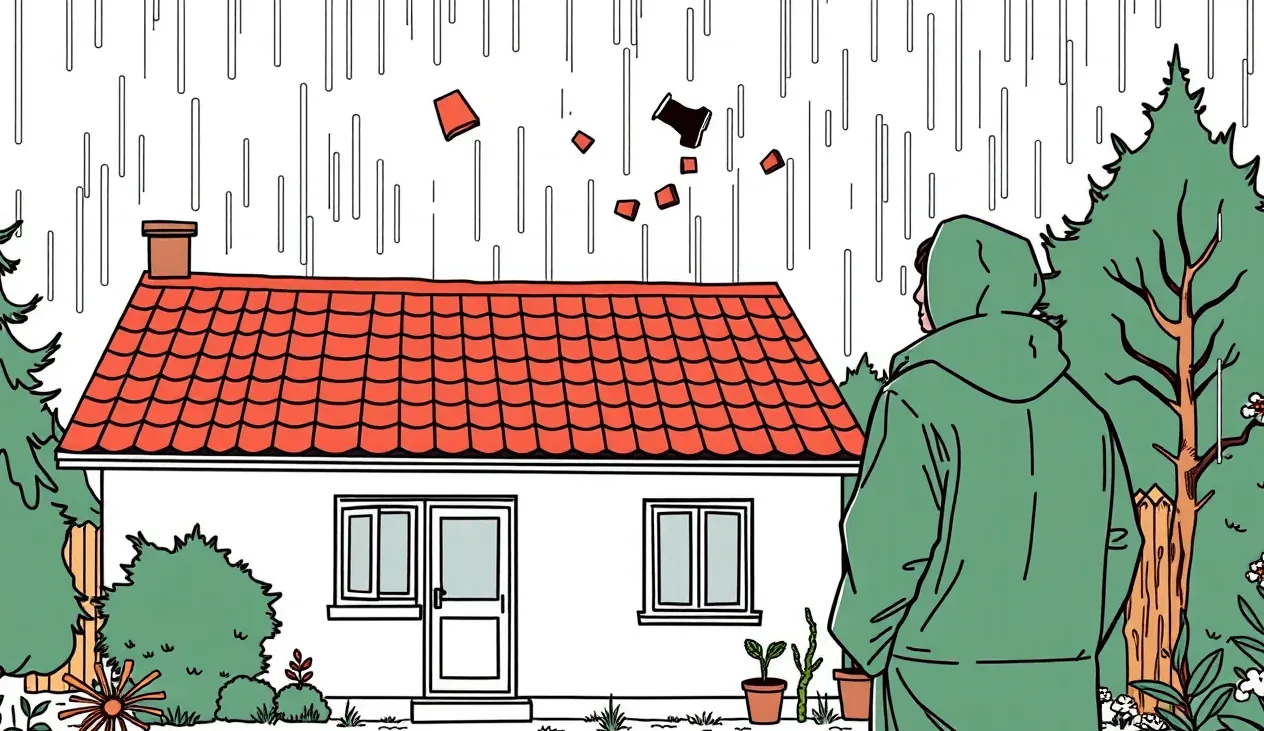 Mokré fľaky a zatečená omietka na strope v obytnej izbe pod strechou