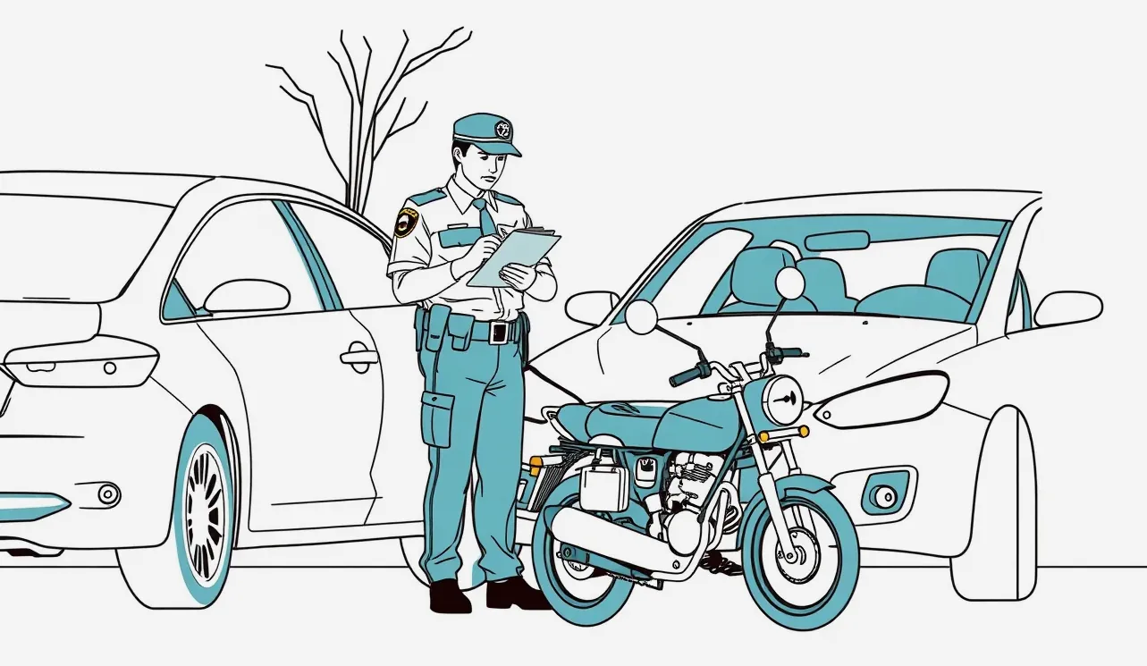 Policajná hliadka dokumentuje poškodenie laku na zaparkovanom vozidle
