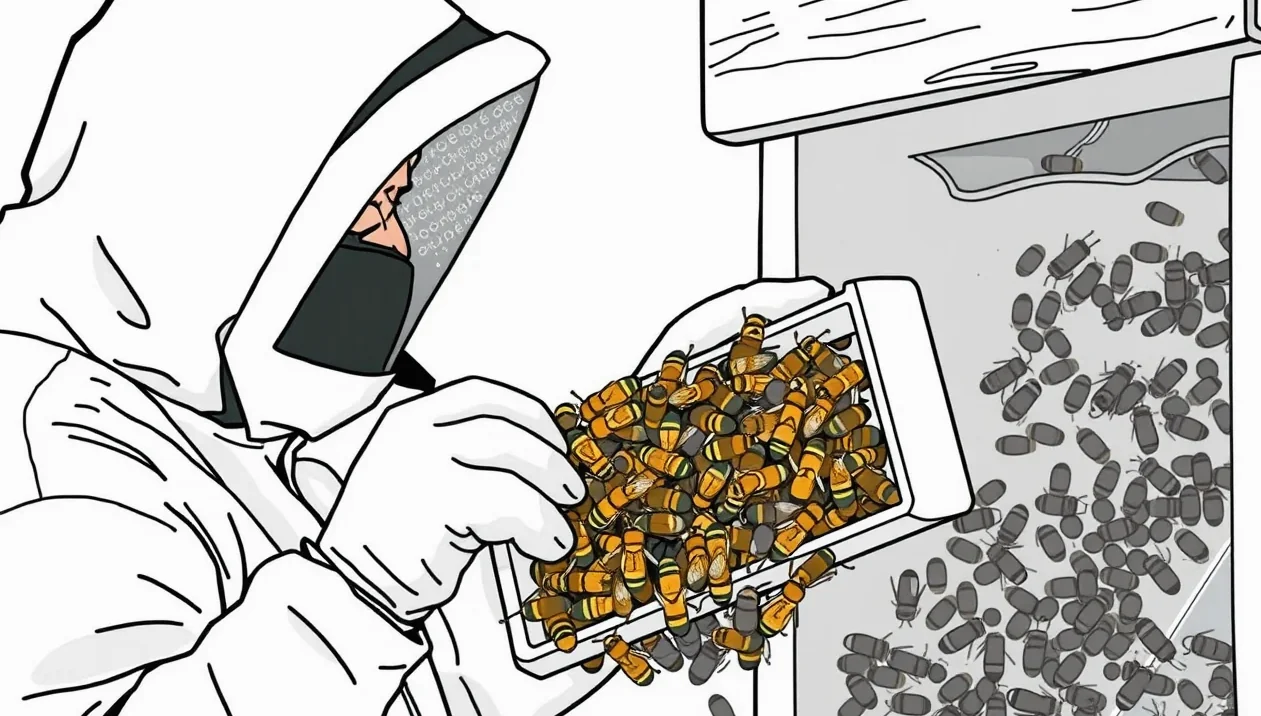 Rad drevených farebných úľov v záhrade na drevených podstavcoch