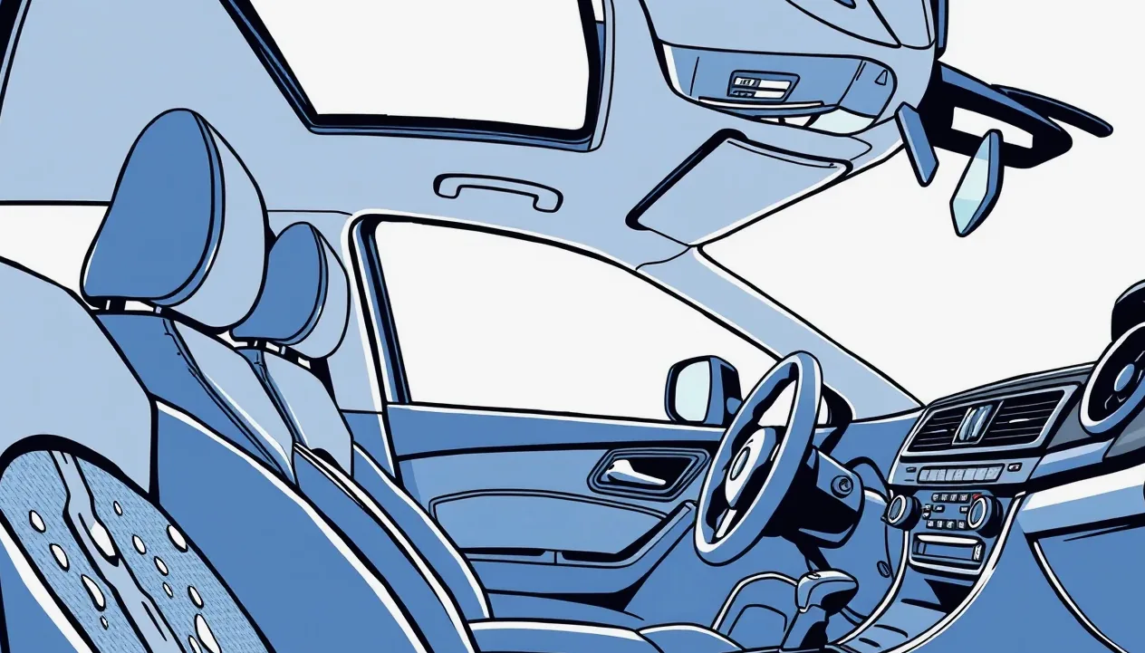 Zaparkované osobné auto stojace vo vysokej vode po prívalovom daždi na ulici
