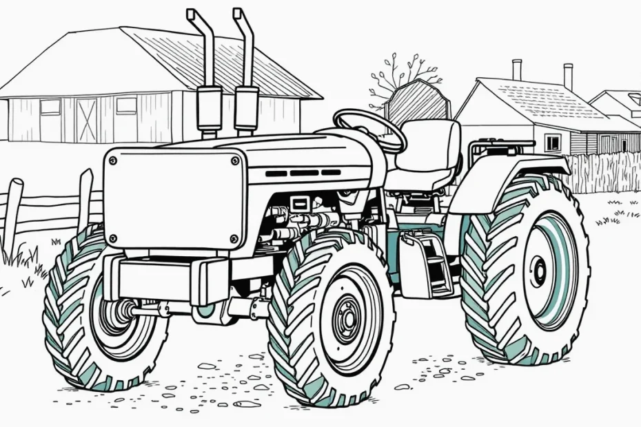 Podomácky vyrobený malotraktor s náradím odstavený na dvore rodinného domu