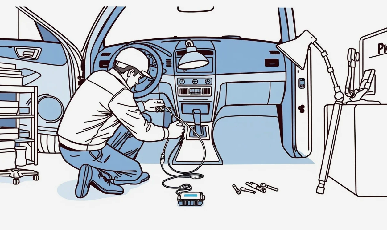 Nabíjanie moderného elektromobilu na nabíjacej stanici s pripojeným káblom