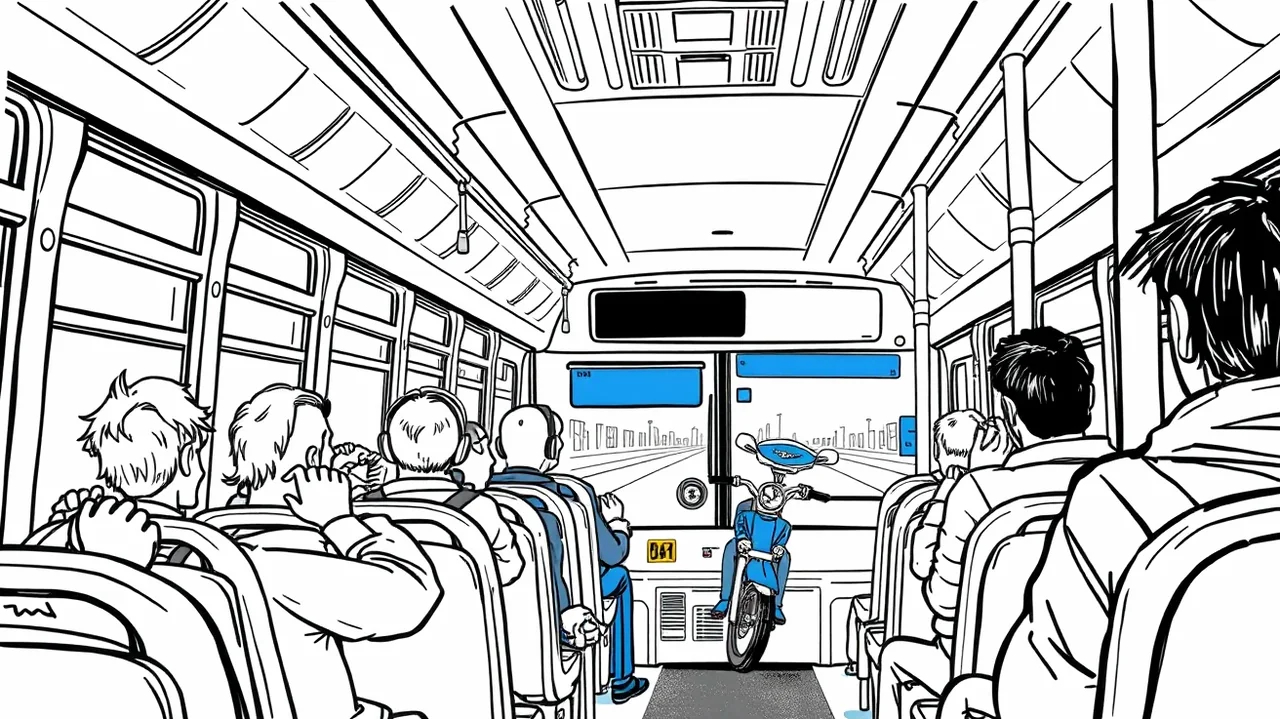Moderný zájazdový autobus zaparkovaný na odpočívadle pred cestou